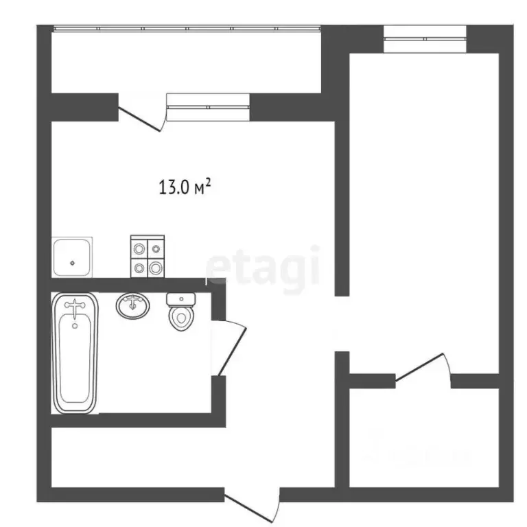 1-к кв. Ханты-Мансийский АО, Сургут Комсомольский просп., 50 (43.3 м) - Фото 1