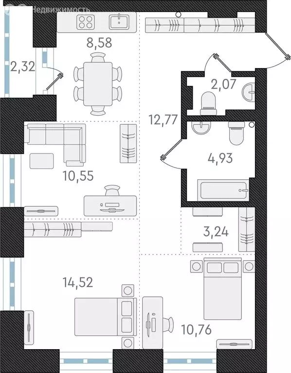 3-комнатная квартира: Новосибирск, Плановая улица, 60А (67.4 м) - Фото 0