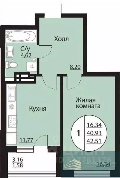 1-к кв. Воронежская область, Воронеж Московский просп., 138 (42.5 м) - Фото 0