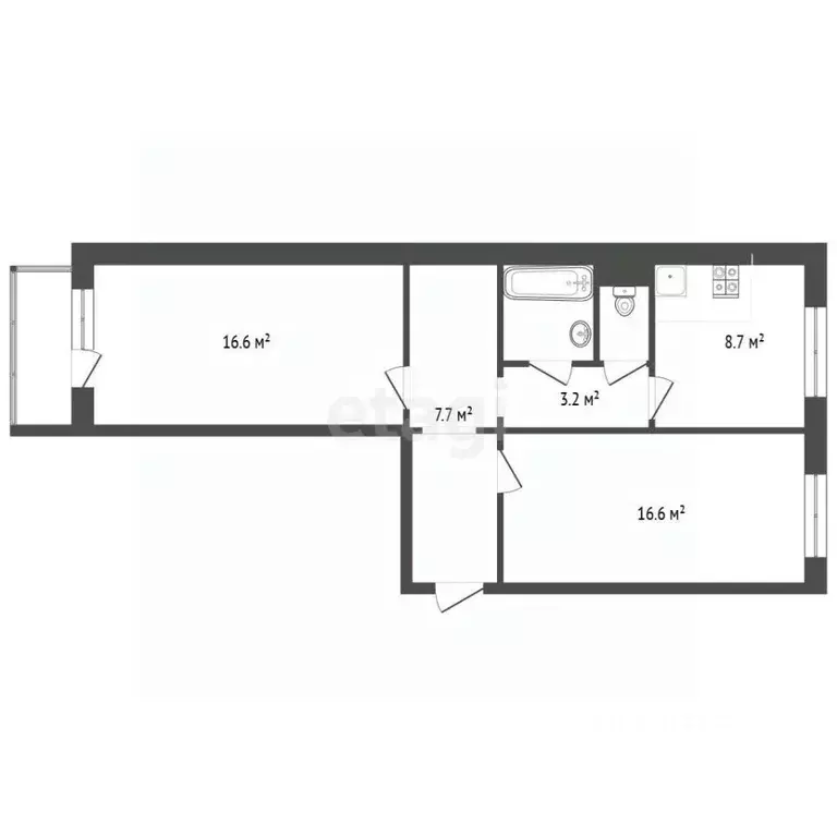 2-к кв. Псковская область, Псков Завеличье исторический район, пер. ... - Фото 2