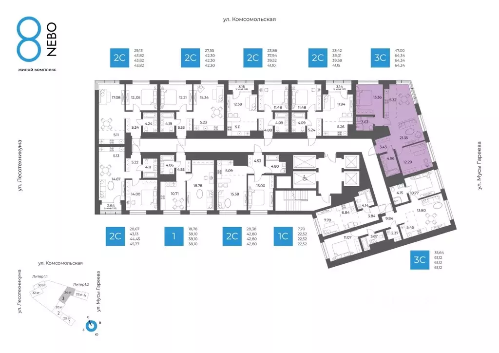 3-к кв. Башкортостан, Уфа Глумилино-1 мкр, 8-е Небо жилой комплекс ... - Фото 2