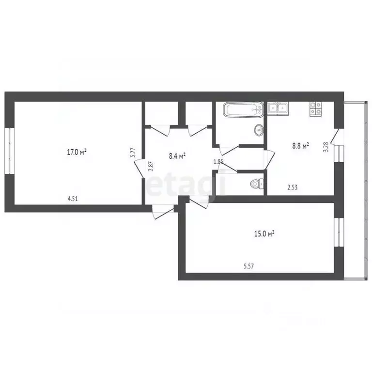 2-к кв. Крым, Бахчисарай ул. Мира, 18 (55.1 м) - Фото 1