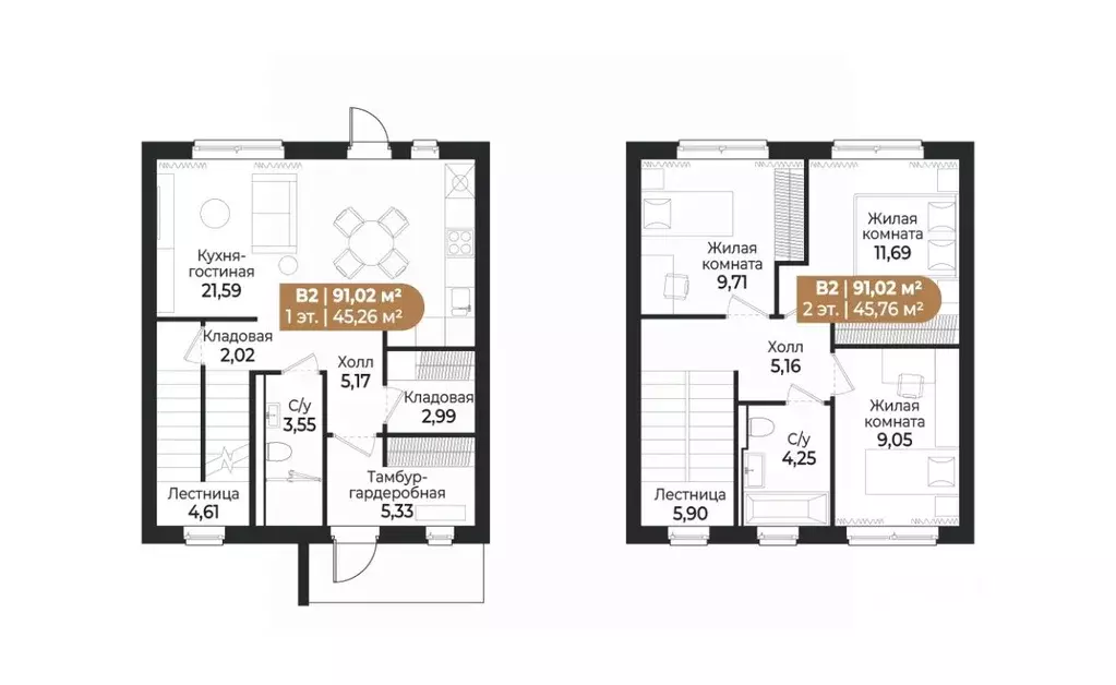Таунхаус в Ленинградская область, Всеволожск ш. Южное (91 м) - Фото 1