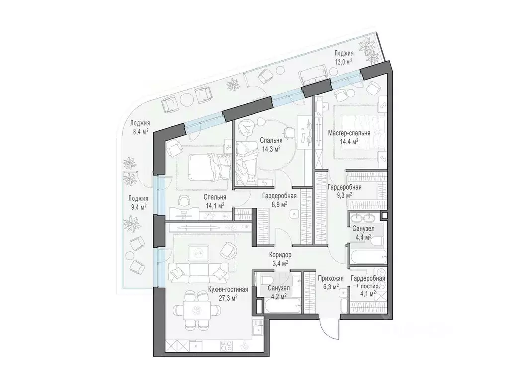 3-к кв. Москва ул. Эдуарда Стрельцова, 2к1 (126.6 м) - Фото 0