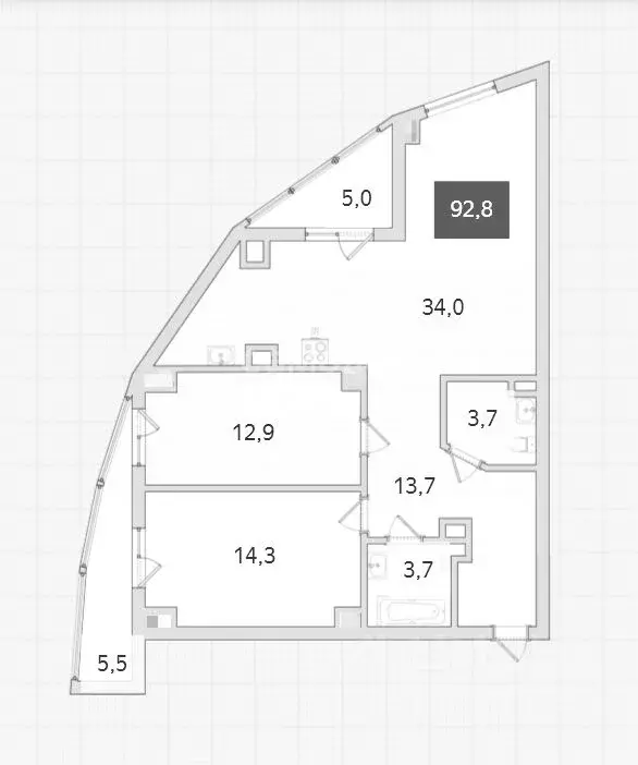 3-к кв. Новосибирская область, Новосибирск ул. Галущака, 15 (93.0 м) - Фото 1