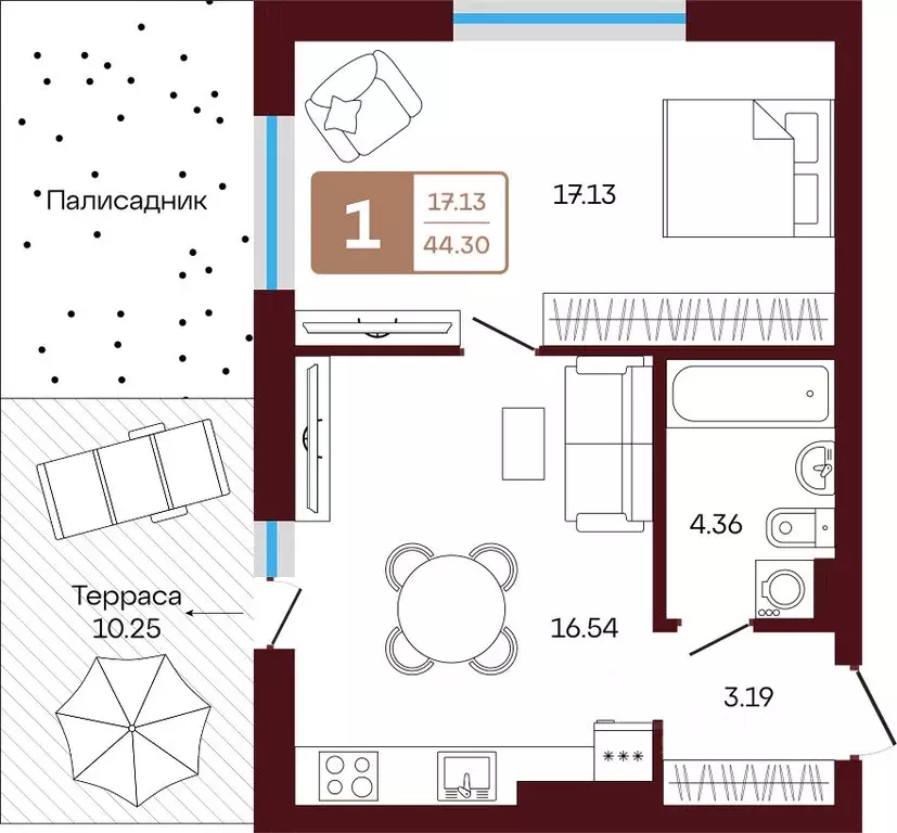 1-к кв. Башкортостан, Иглинский район, с. Акбердино  (44.3 м) - Фото 1