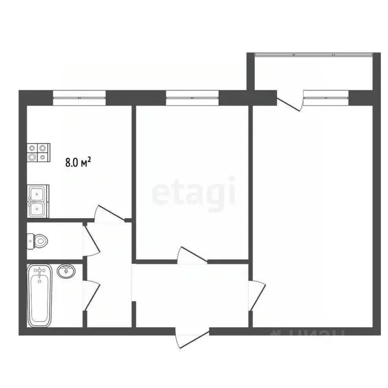 2-к кв. Тамбовская область, Тамбов Магистральная ул., 31 (52.8 м) - Фото 1