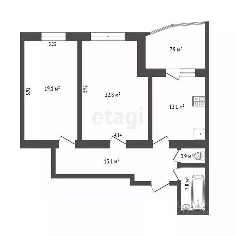 2-к кв. Ханты-Мансийский АО, Сургут ул. Семена Билецкого, 12/1 (71.8 ... - Фото 1