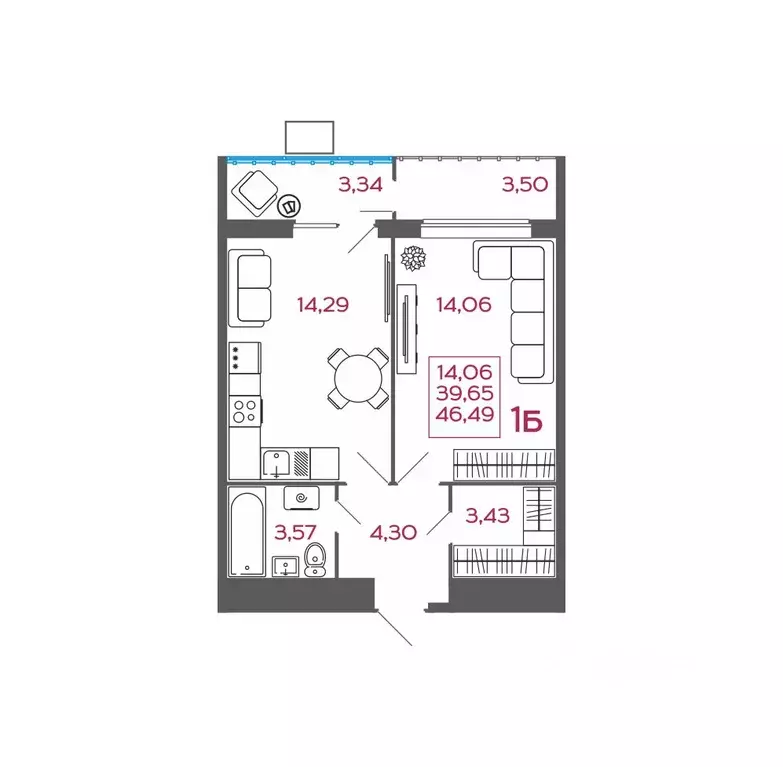 1-к кв. Пензенская область, Пенза ул. Баталина, 31 (46.49 м) - Фото 1