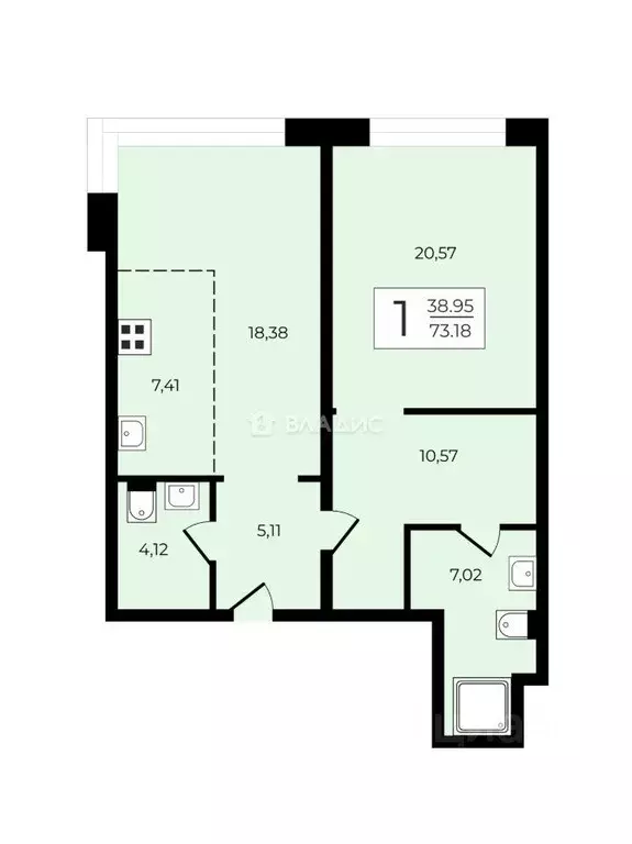 Квартира, 2 комнаты, 73.2 м - Фото 2
