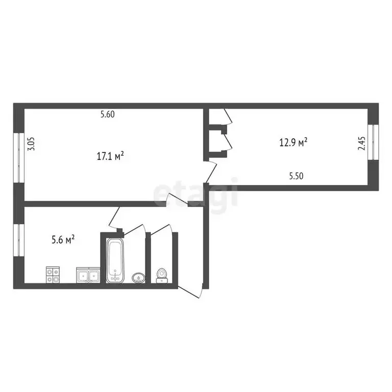 2-комнатная квартира: Петропавловск-Камчатский, улица Труда, 29 (43.4 ... - Фото 0