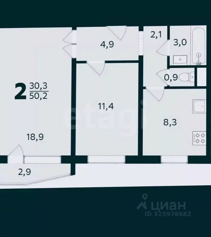 2-к кв. Москва ул. Мусоргского, 5К2 (50.2 м) - Фото 1