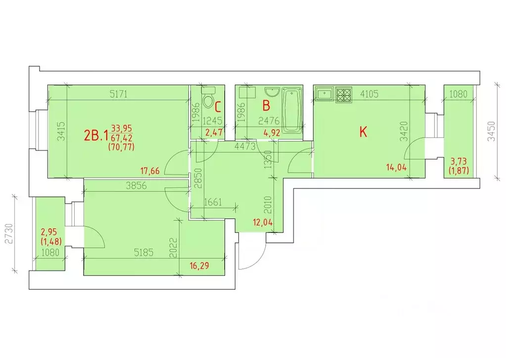 2-к кв. Вологодская область, Череповец 109-й мкр,  (70.77 м) - Фото 0