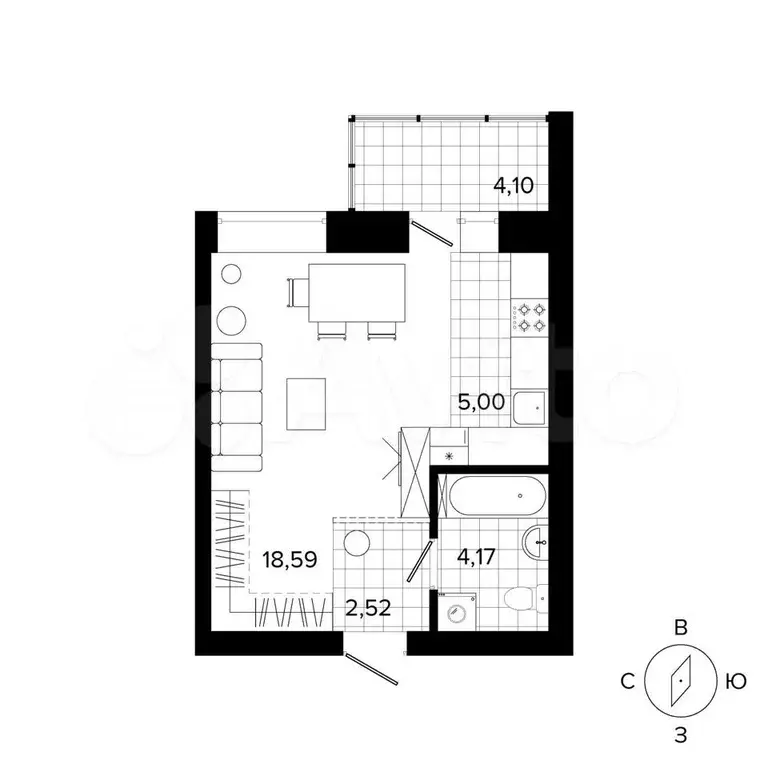 2-к. квартира, 49,1 м, 1/4 эт. - Фото 0