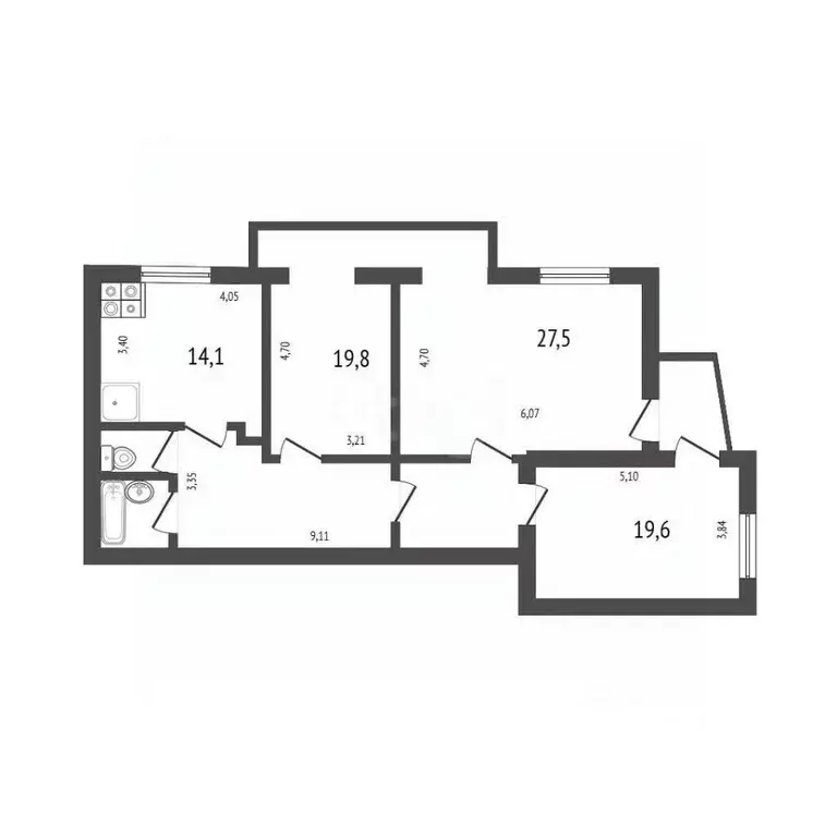 3-к кв. Белгородская область, Белгород ул. Николая Чумичова, 70 (103.7 ... - Фото 1