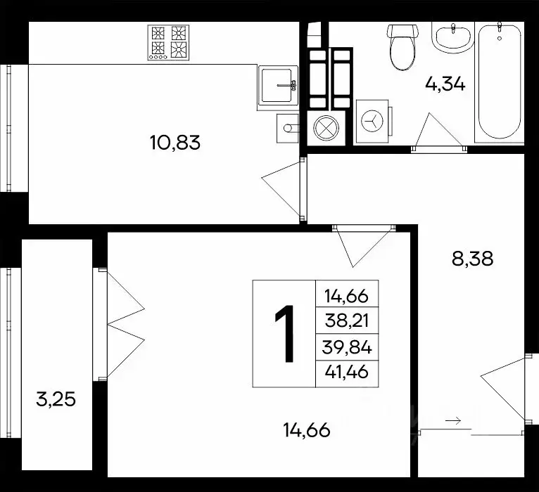 1-к кв. Крым, Евпатория Сезоны жилой комплекс (41.46 м) - Фото 1