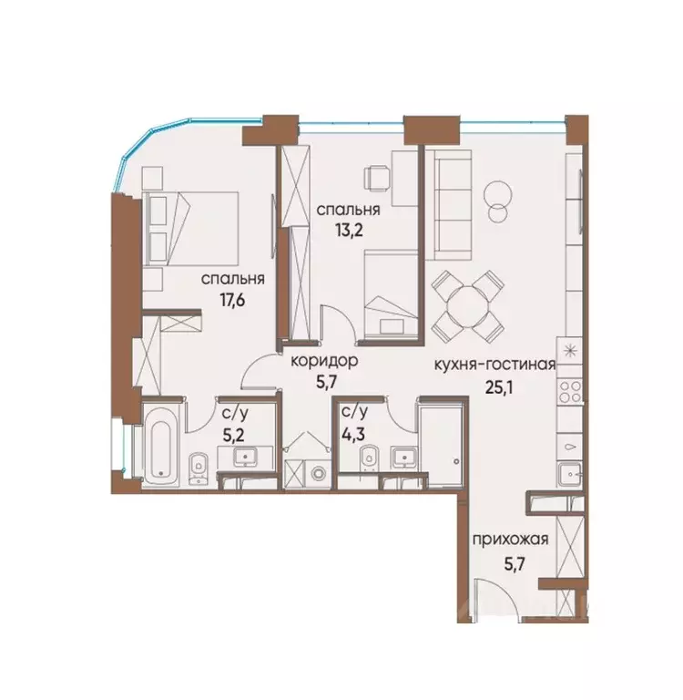 4-к кв. Москва ул. Нижние Мневники, 16к5 (76.0 м) - Фото 1