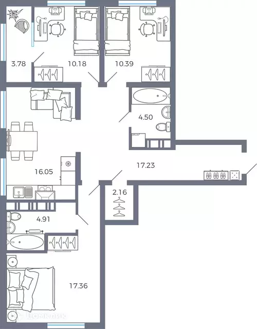 Продаётся 3-к квартира, 86.1 м - Фото 0