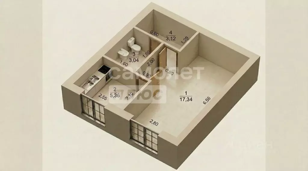 1-к кв. Ульяновская область, Ульяновск ул. Тельмана, 15 (28.9 м) - Фото 2