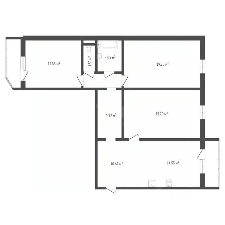 3-к кв. Тюменская область, Тюмень ул. Федюнинского, 62к2 (92.5 м) - Фото 2
