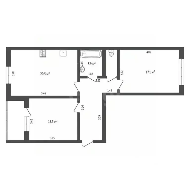 2-к кв. Тюменская область, Тюмень Широтная ул., 215 (68.2 м) - Фото 1