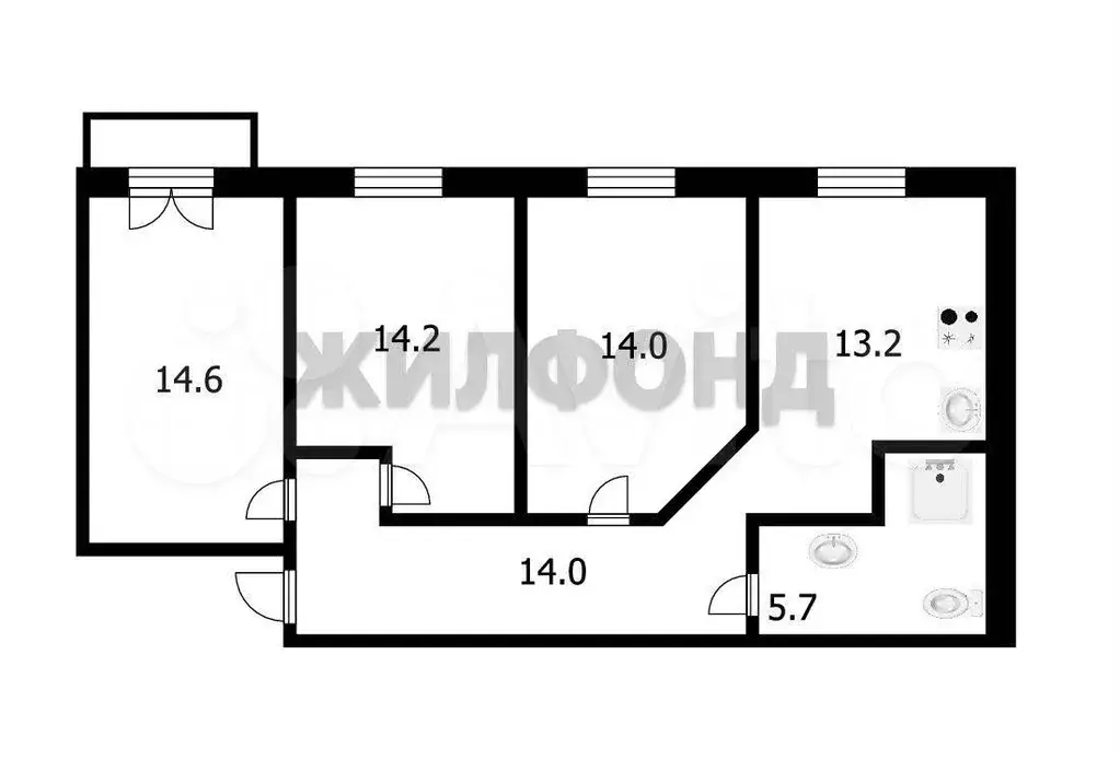 3-к. квартира, 75,7 м, 5/5 эт. - Фото 0