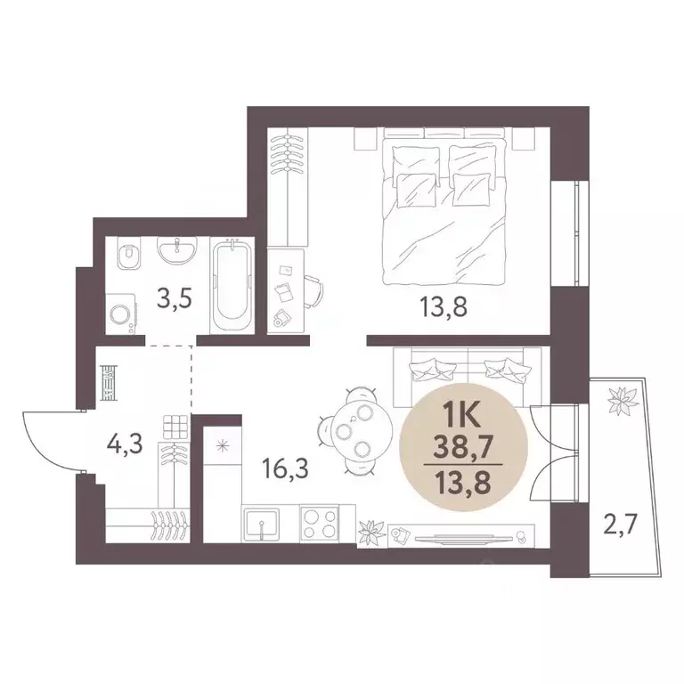 1-к кв. Новосибирская область, Новосибирск  (38.7 м) - Фото 1