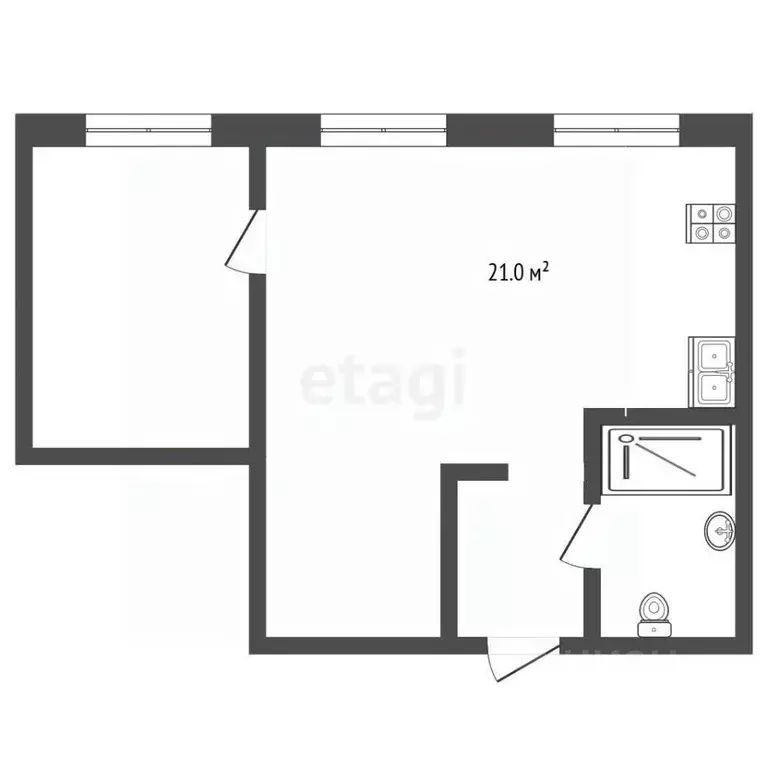 1-к кв. Тюменская область, Тюмень Камчатская ул., 2/1 (41.0 м) - Фото 2