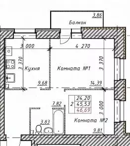 2-к кв. Ярославская область, Ярославль ул. Минина, 8 (46.69 м) - Фото 0