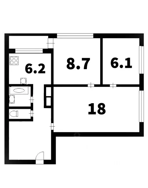 3-к кв. Санкт-Петербург ул. Симонова, 10к1 (51.9 м) - Фото 2