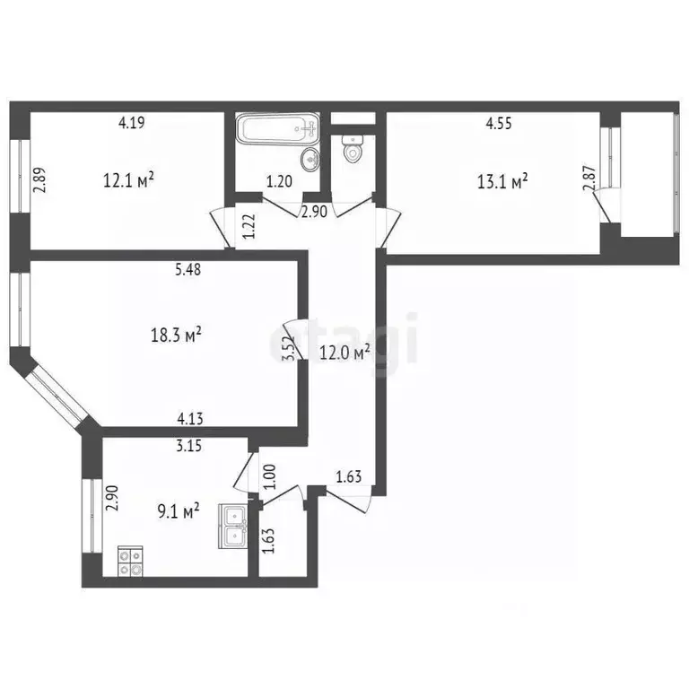 3-к кв. Ямало-Ненецкий АО, Новый Уренгой Юбилейный мкр, 1/6 (71.1 м) - Фото 1
