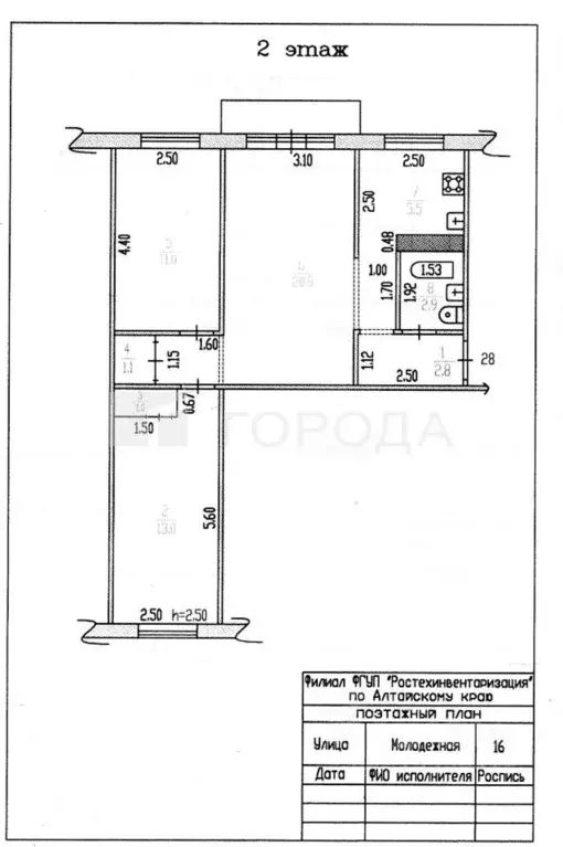 3-к кв. Алтайский край, Барнаул Молодежная ул., 16 (58.0 м) - Фото 2