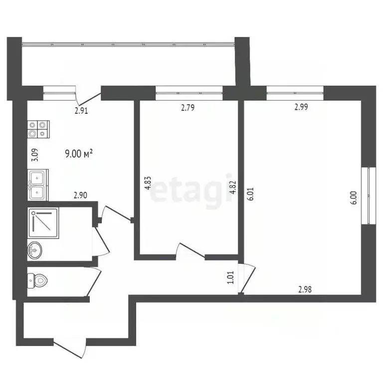 3-к кв. Вологодская область, Вологда Южная ул., 2 (54.1 м) - Фото 1