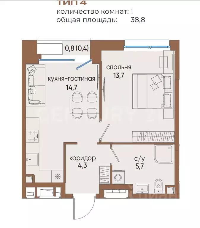 1-к кв. Москва ул. Нижние Мневники, 12 (39.3 м) - Фото 2
