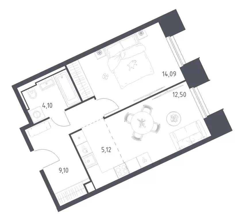 1-комнатная квартира: Красногорск, жилой комплекс Спутник, 19 (44.91 ... - Фото 1