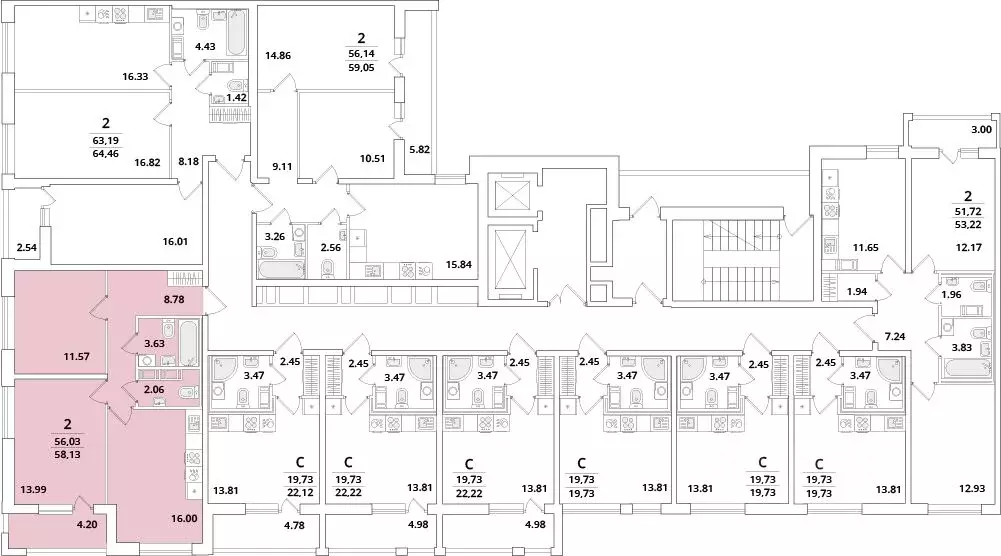 2-к кв. Санкт-Петербург Кубинская ул., 82к2 (58.13 м) - Фото 1