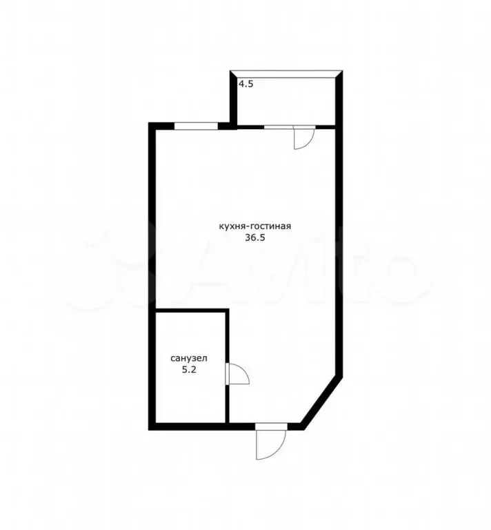 1-к. квартира, 45 м, 4/5 эт. - Фото 0