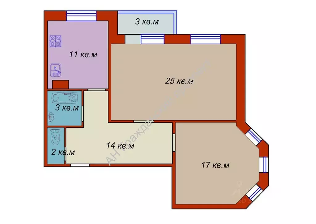 Квартира, 2 комнаты, 72 м - Фото 0