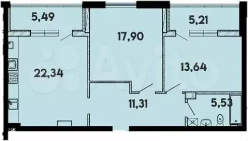 2-к. квартира, 87,2 м, 13/15 эт. - Фото 1