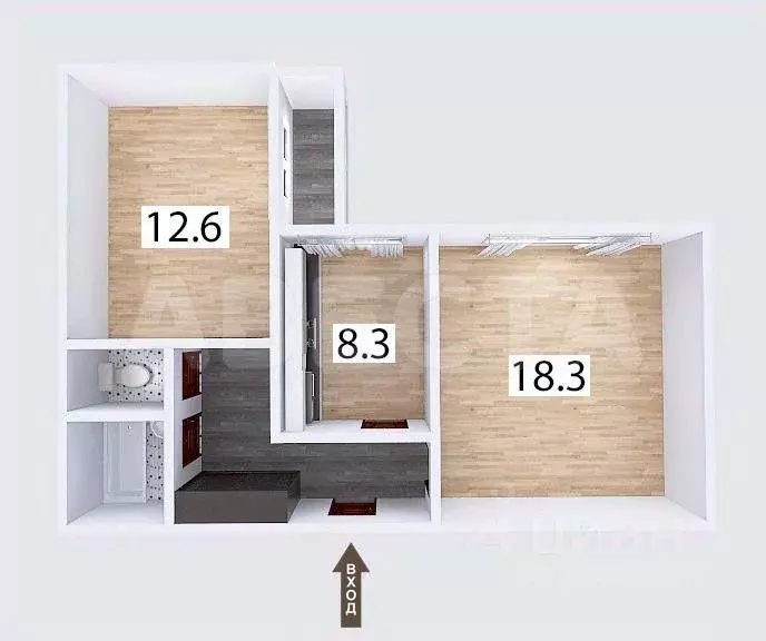 2-к кв. Омская область, Омск ул. 10 лет Октября, 107 (50.1 м) - Фото 1