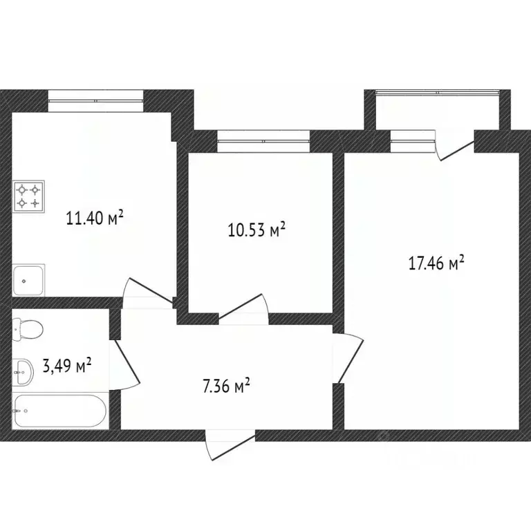 2-к кв. Калужская область, Калуга ул. Георгия Амелина, 15 (50.3 м) - Фото 2