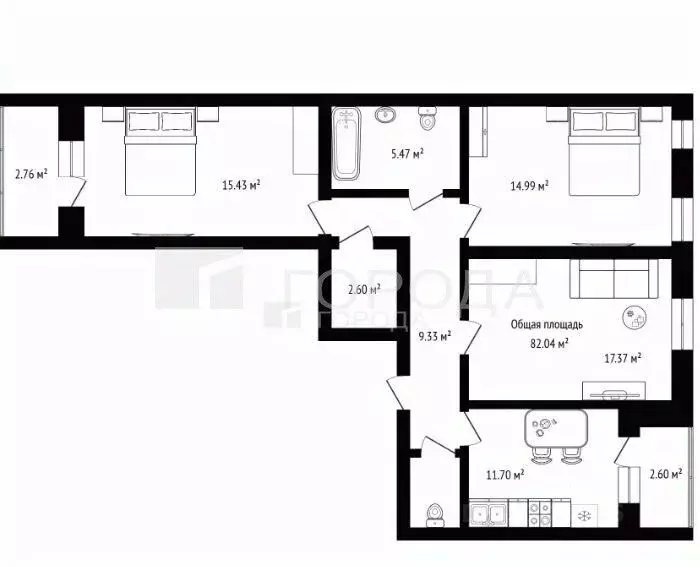 3-к кв. Новосибирская область, Новосибирск Большевистская ул., 122 ... - Фото 2