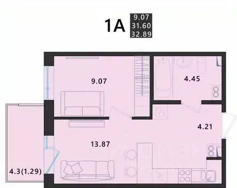 1-к кв. Псковская область, Псковский район, Завеличенская волость, д. ... - Фото 1