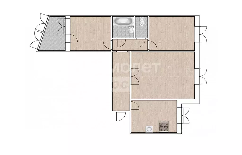 3-к кв. Тюменская область, Тюмень ул. Мельникайте, 128 (67.5 м) - Фото 1