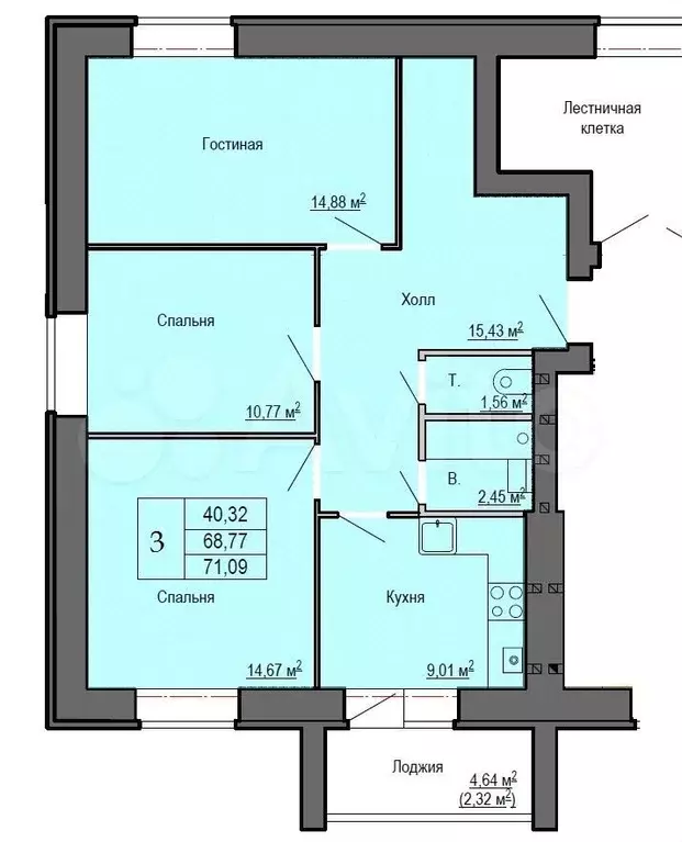 3-к. квартира, 69 м, 2/5 эт. - Фото 0