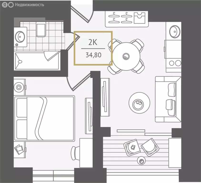 2-комнатная квартира: Адлер, улица Ленина, 280А (35.5 м) - Фото 1