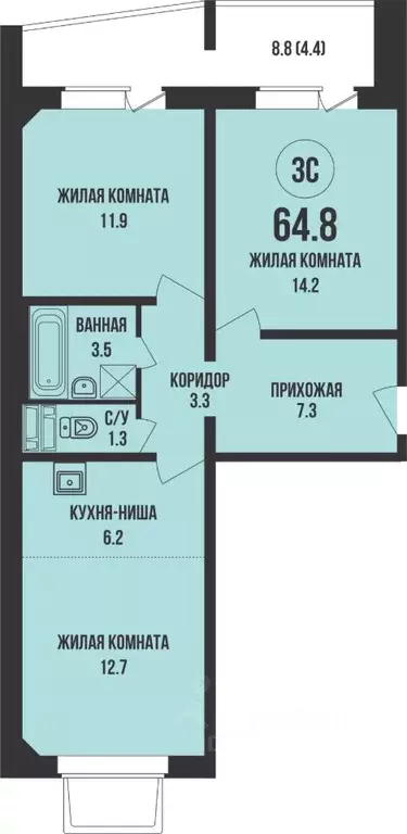 2-к кв. Новосибирская область, Новосибирск Династия жилой комплекс ... - Фото 0