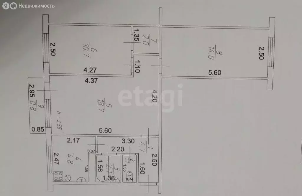 3-комнатная квартира: Казань, улица Космонавтов, 34 (58.1 м) - Фото 0