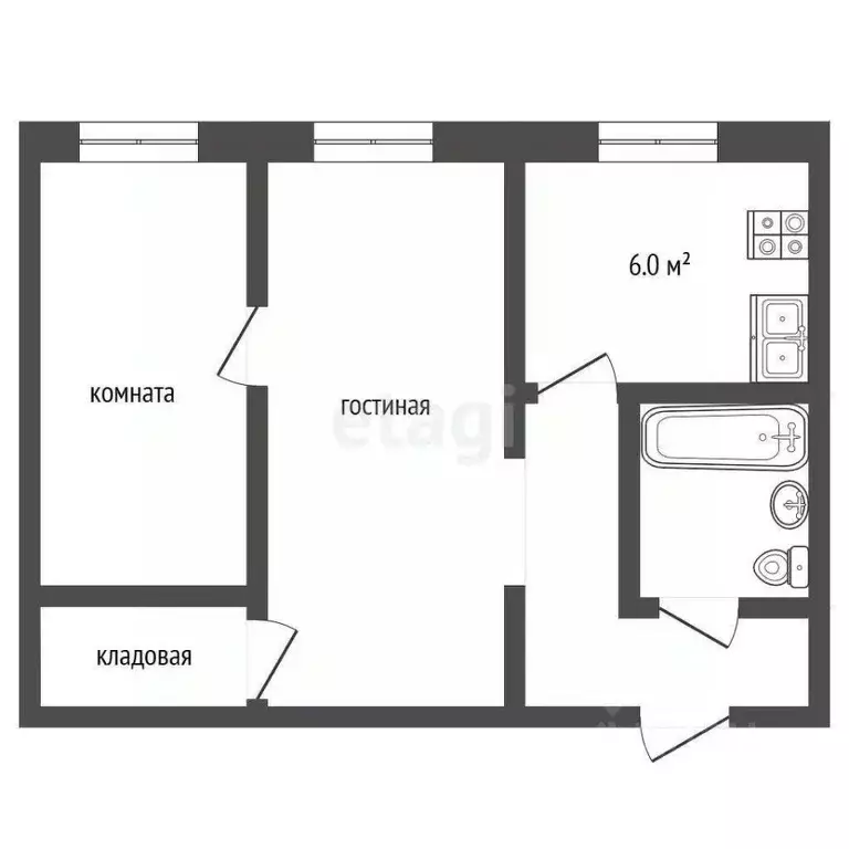 2-к кв. Пермский край, Пермь Пионерская ул., 12 (42.6 м) - Фото 1