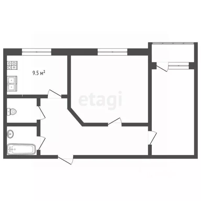 2-к кв. Самарская область, Самара ул. Гастелло, 14 (47.0 м) - Фото 2